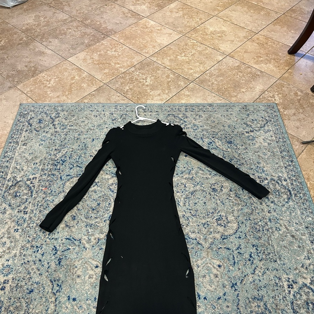 H&M Black Long Sleeve Bodycon Dress